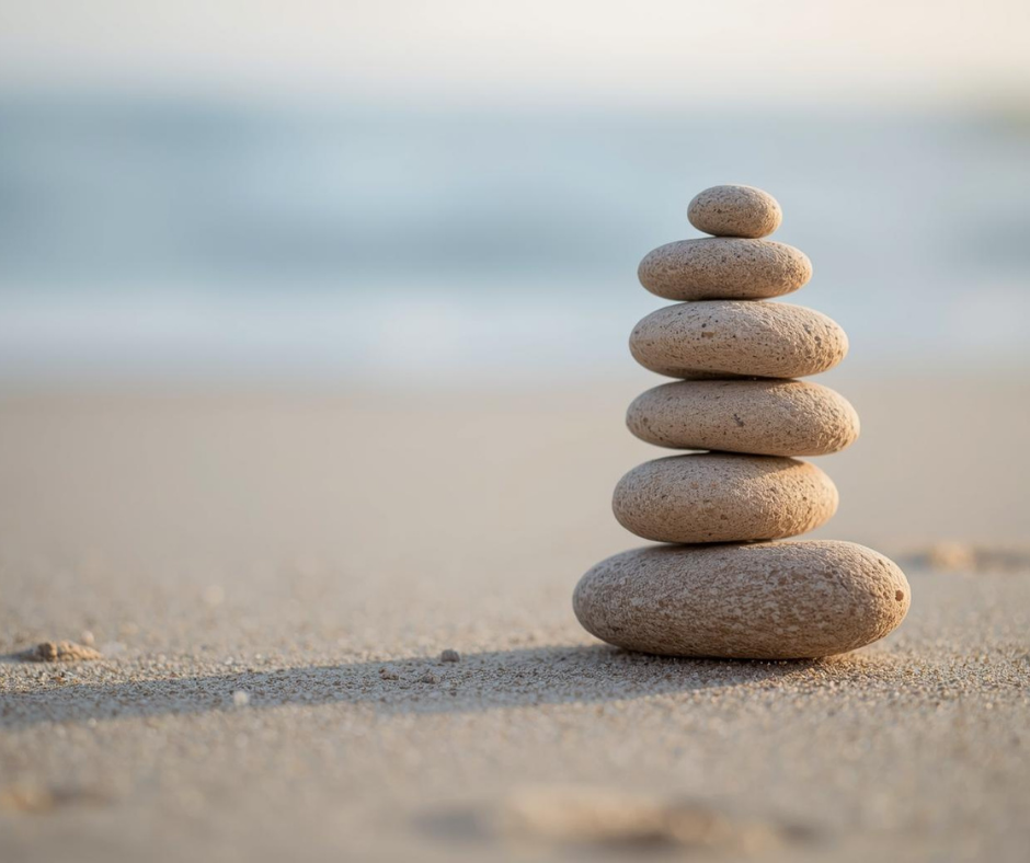 絶妙なバランスで積まれた石のオブジェ