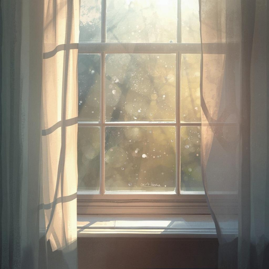 朝の光が差し込む静かな窓辺
