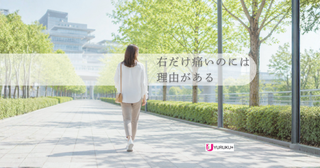 右股関節の痛みと脚のねじれグセについて解説したYURUKU®の症例記事アイキャッチ画像